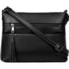 MASINTOR Borse a tracolla da donna, borsa a tracolla media leggera, morbida pelle da donna con nappa, Nero puro., Medium
