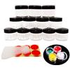 Wopanxye 12 barattoli da viaggio da 20 ml con coperchio nero per cosmetici di bellezza, contenitori in plastica da 20 g per articoli da toeletta, campioni di trucco, ombretto, unghie, balsamo