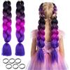 dellyy Ciocche di Capelli, dellyy 2 Pezzi di Extension a Trecce da 24, Capelli Sintetici da Intrecciare, Viola, per Trecce Box Braid (2, A, Lisci)