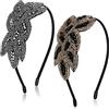 Sibba 2 Pezzi Fasce per Capelli Fasce per Capelli da Donna Accessori per Capelli Anni '20 Oro Strass Nero Argento Cristallo Sposa Spille da Sposa Pizzo Copricapo Gioielli Pezzi Perline Clip Art Deco