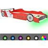 vidaXL Letto per bambini con LED in design auto da corsa 90 x 200 cm rosso