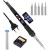 Yulado Saldatore a Stagno 100W, Kit Temperatura Regolabile 180-500℃, Stagnatore Elettrico Professionale 5 Punte