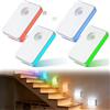 GAOUTO 4 pezzi luce notturna con sensore di movimento: RGB luce a sette colori, illuminazione per scale, luce notturna ricaricabile dimmerabile, luce notturna a LED per bambini, per corridoio, scale