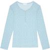 YAMAMAY, Maglia del Pigiama Girocollo con Bottoni con Maniche Lunghe, Modal Leopard, Azzurro, Donna
