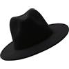 vipolish Vipolch, cappello unisex per adulti, alla moda, classico, in misto lana nera, Fedora British Jaz, a tesa larga, piatto da chiesa derby Panama, feste, talent show e abbigliamento quotidiano
