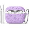 MoKo Custodia Silicone MoKo Per AirPods Pro 3,Incisione Fiori Carina,Viola