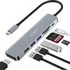 JESWO - Hub USB C, adattatore 7 in 1 con HDMI 4K, 100 W PD, 1 USB 3.0, 2 USB 2.0 e lettore di schede TF/SD, adattatore multiporta per MacBook Pro, Air, laptop e altri dispositivi di tipo C