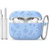 MoKo Custodia Silicone MoKo Per AirPods Pro 3,Incisione Fiori Carina,Blu