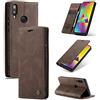 WenBaby CaseMe Cover per Samsung Galaxy M20, Magnetica Cover a Libro con Slot per Schede, Custodia in PU Pelle Portafoglio per Samsung Galaxy M20, Marrone Scuro