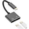 Kefiany Adattatore jack per iPhone doppio Lightning (2 in 1), per cuffie e adattatore rapido per Apple MFI Audio su spina di ricarica, alimentatore di rete, per 14 13 12 11 Pro Max X 8 7 Plus 6