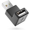 deleyCON Adattatore Angolare USB 2.0 - Adattatore Angolare a 90° - A Maschio a Femmina - Compatibile con tutti i Cavi USB - Nero