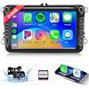 Hodozzy 【2+64G】Hodozzy Carplay Autoradio per VW Passat Golf Seat Altea Skoda Octavia,8 Pollici Stereo auto Bluetooth con Android Auto/WiFi/GPS/RDS/FM/USB+Telecamera Retromarcia