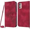 Netany Cover per Motorola Moto G42 con Cordino, Flip Portafoglio Custodia in Pelle, [2 Porta Carte][Chiusura Magnetica],Custodia Libro Antiurto Cover con Laccio per Motorola Moto G42 (Rosso)