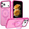 Nekiyo Tech Compatible with iPhone 17 Pro Max Custodia con Supporto, Bumper magnetico militare antiurto, Schienale rigido sottile 6,9 polliciFuchsia