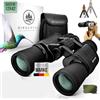 Birkental Binocolo per adulti 10x50 con accessori per principianti e zoom HD professionale, impermeabile, leggero, compatto, anche per portatori di occhiali, ampio campo visivo, astronomia, (nero)