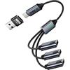 Sooiiyu USB C Splitter 1 in 3 Out, Tipo Maschio a USB C Adattatore di Porte Femminili, Potenza di Dati e Caricatore, Compatibile con iPhone 16/15, iPad, MacBook, Samsung Galaxy, con Adattatore USB