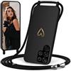 IBETEK Cover per Samsung Galaxy S25 Ultra 5G con Cordino, Custodia con Laccio Collana Regolabile Morbida TPU Silicone Case con Motivo Cuore AntiGraffio Antiurto Protettiva Cover per Galaxy S25 Ultra, Nero