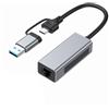 ULANSeN Adattatore Ethernet USB 3.1 2.5 G 2 in 1 USB-A/USB-C a 2.5 Gbps Ethernet Adapter USB 3.1 to RJ45 Network Converter for PC Laptop Windows Mac OS Linux