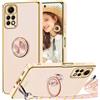 TVVTPU Cover per Xiaomi Redmi Note 11 4G/Note 11S 4G con Cordino e 360° Anello Supporto, Custodia Sottile Morbido Antiurto Dorata Placcatura Protettiva Case con Regolabile Tracolla, Rosa