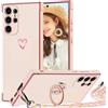 TVVTPU Cover per Samsung Galaxy S24 Ultra con Cordino e 360° Anello Supporto, Custodia Sottile Morbido Silicone TPU Antiurto Dorata Placcatura Protettiva Case con Regolabile Collana Tracolla, Rosa