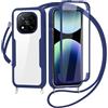 FERLAN Cover per Redmi Note 14 Pro 4G con Cordino, 360 Gradi Antiurto Custodia con Protezione Schermo Integrata Trasparente Rugged TPU Bumper Doppia Protettiva Cover per Redmi Note 14 Pro 4G-Blu