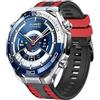 GIOPUEY Cinturini Compatibile con Huawei Watch Ultimate 2, Morbido TPU Cinturino [Design a Colori di Giunzione] - Black/Red