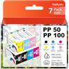 Nalifystic PP100 PP50 Cartuccia per PJIC1 PJIC2 PJIC3 PJIC4 PJIC5 PJIC6 Cartuccia d'inchiostro compatibile con PP-100N11 PP-50BD PP-50II PP-100II PP100III (7 pezzi, 2BK 1C 1M 1Y 1LC 1LM)