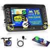 Hikity DAB/DAB+ ASP 2+64G Android 15 Autoradio per VW Golf 5 6 Passat Polo Tiguan Touran Caddy Skoda Radio Carplay Android Auto Wireless 7"IPS Touch Screen Radio BT Navi WiFi FM RDS Mirror Link