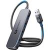 WARRKY Distributore Hub USB 3.0 a 4 porte [Alta velocità, manicotto in alluminio] Hub dati ultra sottile con cavo di prolunga in nylon intrecciato