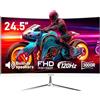 Gawfolk Monitor 24.5 Pollici 120Hz Gaming Curvo Schermo PC FHD (1080p) 1ms 100% sRGB HDMI/VGA Compatibile con Montaggio a Parete Bianco