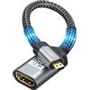 JSAUX Adattatore da Micro HDMI a HDMI, 4K a 60Hz HDR 3D Dolby 18 Gbps, compatibile con Raspberry Pi 5/Pi 4/Go Pro Hero/Nikon/Canon/Sony e altre fotocamere, grigio