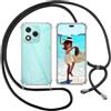 Sewutoyu Custodia Collana per Cellulare Compatibile con HONOR 400 Lite - Cover Silicone TPU Protettiva Trasparente - Custodia indossabile per Collo - Case a Tracolla con Cordina, Nero