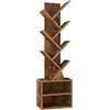 VASAGLE CUSTOS Collezione - Libreria ad Albero, Scaffale da Pavimento Moderno Autoportante, per Camera da Letto, Soggiorno, Studio, 2 Scomparti Aperti, 20,3 x 38 x 123,2 cm, Marrone Vintage LBC607KD01