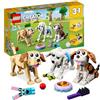 LEGO 31137 Creator Adorabili Cagnolini, Set 3 in 1 con Bassotto, Carlino, Barboncino e altri Animali Giocattolo per Bambini da Costruire, Idea Regalo per Amanti dei Cani