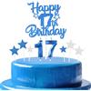 mciskin Set di candele blu reale per 17° compleanno, decorazioni per 17° compleanno da ragazzi, numero 17 candele blu reale per torta, decorazioni personalizzate per torte con stella per ragazze e ragazzi