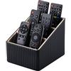 KINGFOM Supporto per telecomando, in pelle PU, per comodino/comodino, portaoggetti con 3 scomparti, organizer da scrivania per ufficio, portapenne, portapenne per scrivania (nero)
