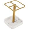 Holigie Portaspazzolino, Portaspazzolino a Tre Slot in Acciaio Inossidabile 304 con Base in Stile Marmo, Portaspazzolino per Bagni Vanity Hotel Controsoffitto (Oro)