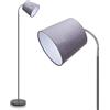 Aigostar Lampada da Terra con Interruttore a Pedale, Presa E14 con Paralume Grigio, Lampada a Piantana con Base in Metallo, Lampada da Pavimento Moderna Vintage per Saloto, Camera da Letto, Lettura