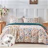Lekesky 100% Cotone Copripiumino Matrimoniale 240x220, Copripiumino Reversibile in Cotone con Motivo Floreale, Comprendente 1 Copripiumino 240x220 + 2 Federe 50x80, Fiori rigogliosi