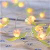 Lights4fun Catena Luminosa con Fiori Rosa e 20 LED Blanco Caldo a Pile con Timer Resistente alle Intemperie Decorazione per Interni ed Esterni