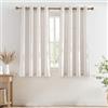 PONY DANCE Tende Lino 220g/m² Semitrasparenti Filtro Luce Corte per Camera da Letto Tende Cucina per Finestre Piccole con Anelli 2 Pezzi L 140 x A 145 CM, Bianco Lino Naturale