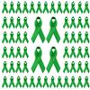 WANDIC 200 Spille in Raso Nastro Verde Spille per consapevolezza del Cancro del fegato e dell'ambiente Spille per la consapevolezza della Salute mentale, Spilla Speranza con Scatola, 7,5 cm