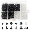 FANGZIDM 151PCS Occhi e Nasi di Sicurezza con Rondelle 6-10mm Occhi Giocattolo in Plastica Nera per Creazione Bambole Fai-da-Te