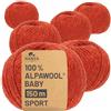 HANSA-FARM 100% lana di alpaca in più di 50 colori (non punge), set da 300g (6 x 50g), lana di baby alpaca morbida per maglieria e uncinetto in 6 spessori di filato - Gomitoli lana arancio (heather)
