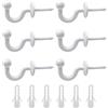 HSIXHAF 6 PCS Tenda del Gancio U Holder in Lega di Zinco Ganci Fermatende Decorativi con Spina di Espansione da Porta Parete per Tenda Vestiti Chiave Ganci Bianco, con Parti di Fissaggio in plastica