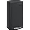 SONGMICS Pattumiera da cucina da 30 litri, pattumiera a pedale, chiusura rallentata, pedale, acciaio, secchio interno, nero, LTB03BK