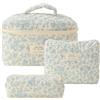 Starnearby Set di 3 trousse da toilette trapuntata da donna, in morbido cotone, astuccio per il trucco, con fiori, astuccio per cosmetici, da viaggio, A-Style 1, Modalità