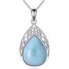 POPLYKE Celtic Knot Larimar Collana da donna in argento Sterling Larimar, regalo per ragazze, Argento sterling, Nessuna pietra preziosa