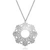 namana Collana Namana con Grande Pendente a Forma di Mandala. Collana a Geometria Sacra e Finitura Spazzolata. Collana Lunga Color Oro o Argento per Donna