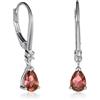 Diamond Treats Orecchini Pendenti Donna Argento 925 Rodiato Rossi Goccia 6x8 mm con Zirconia Cubica e Monachella, Orecchini Romantici